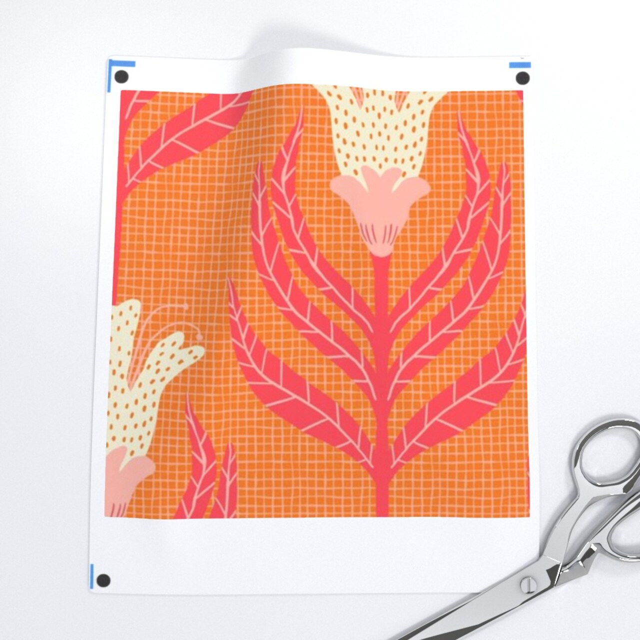 Floral Damask Bright Vintage Cream Retro Orange Funky Simple Custom Removable Wallpaper by Spoonflower Peel & Stick Wallpaper 2FT Wide